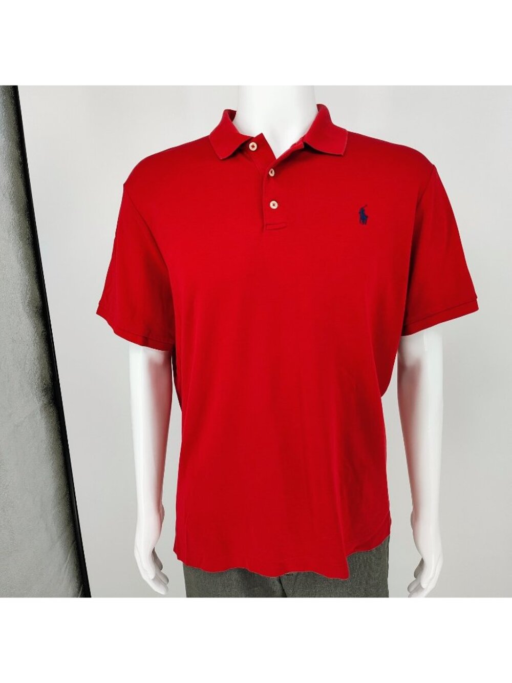 Polo Ralph Lauren Classic Fit Soft Jersey Red Polo with Blue Pony Logo (XL)